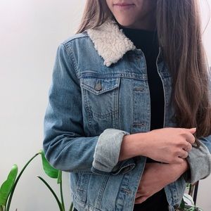 loft shearling-lined jean jacket